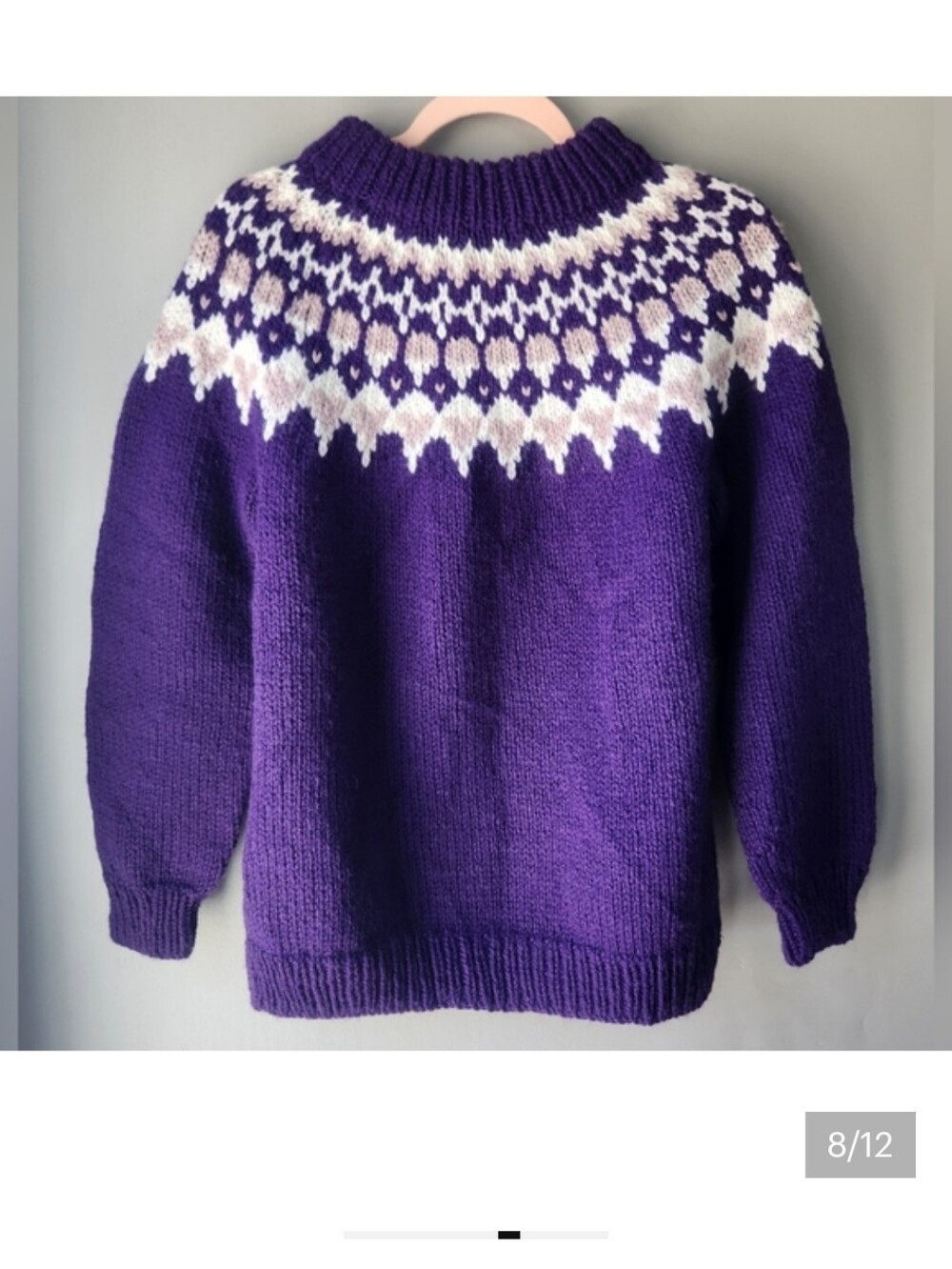 Hand-Knit Icelandic-style Nordic Yoke Sweater Fairisle Sweater ❄️ - Picture 9 of 12